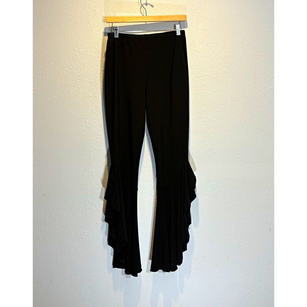 Joseph Ribkoff 183103 Black Pull-On Ruffle Hem Flare Pants 8 Poly/Spandex